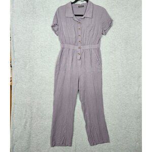 Emerson Lang Violet Button up Collar Short Sleeve Jumper Women's Size M